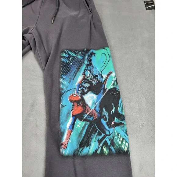Marvel Disney Sweatpants Mens Small Gray Venom Attacks Spiderman Joggers Graphic - Picture 2 of 10